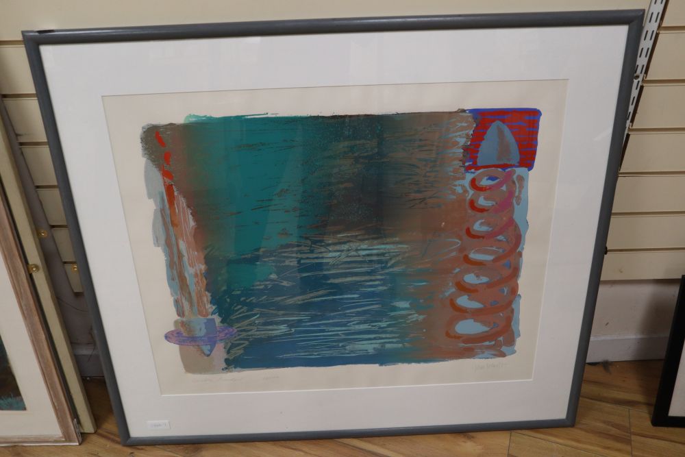 John Lockee, screenprint, Double Incident, 18/100, signed, Lynne Stern Associates label verso, 68 x 86cm
